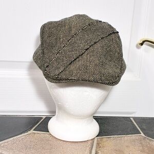 Y2K Aldo Herringbone Tweed Wool Blend Newsboy Cap Taupe Black Men’s OS